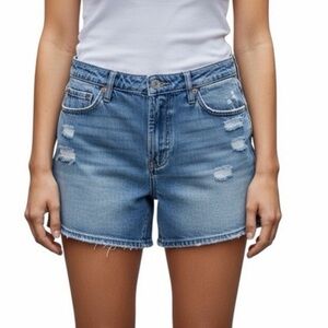 NEW‎ Size 14 34W Relaxed Super High Rise Distressed Denim Shorts